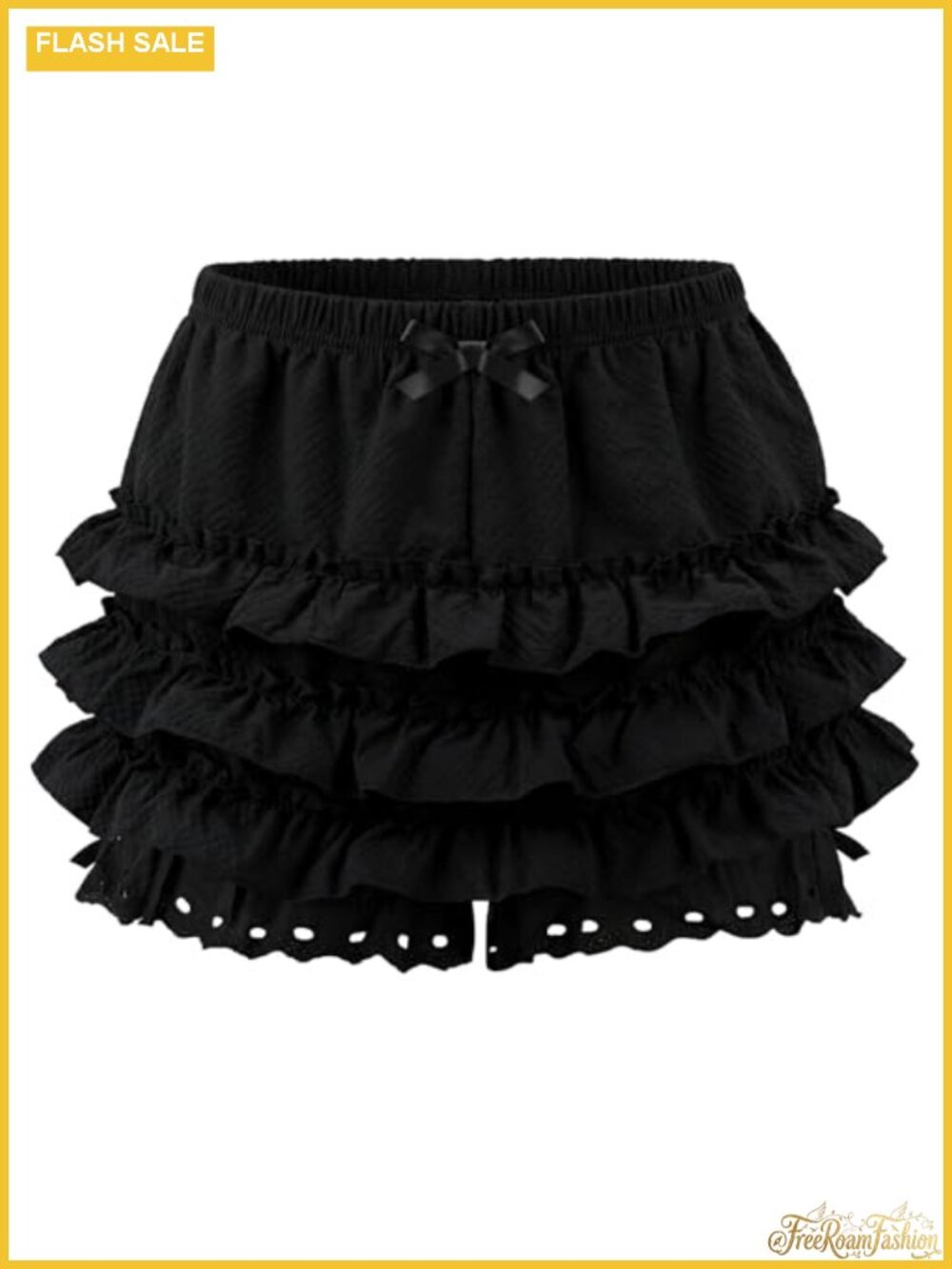 Women's Plaid Ruffle Shorts Elastic Waist Lace Bloomers Mini Shorts